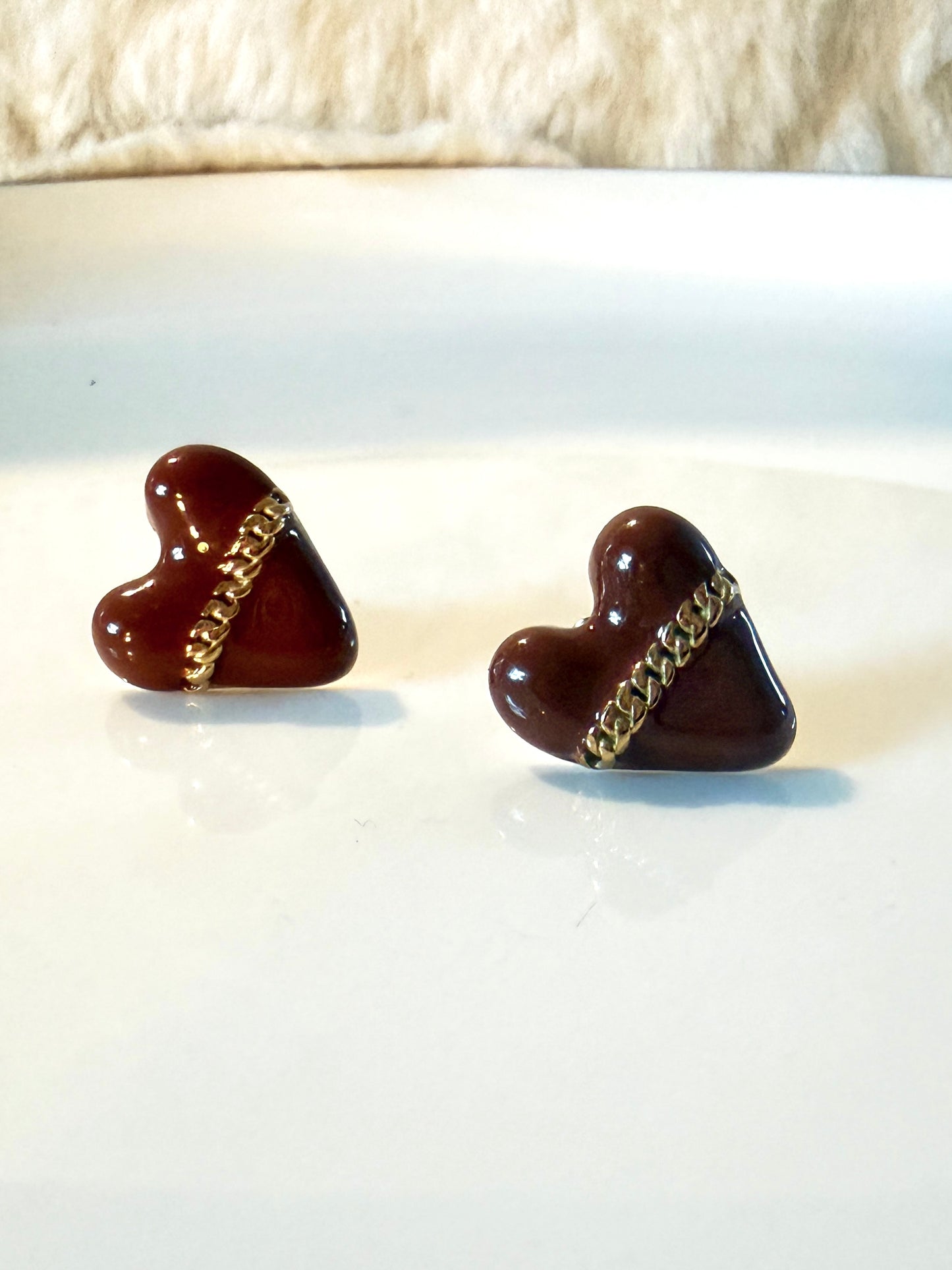 Cœur pralinés l Boucles d'oreilles cœur 💛 🤎