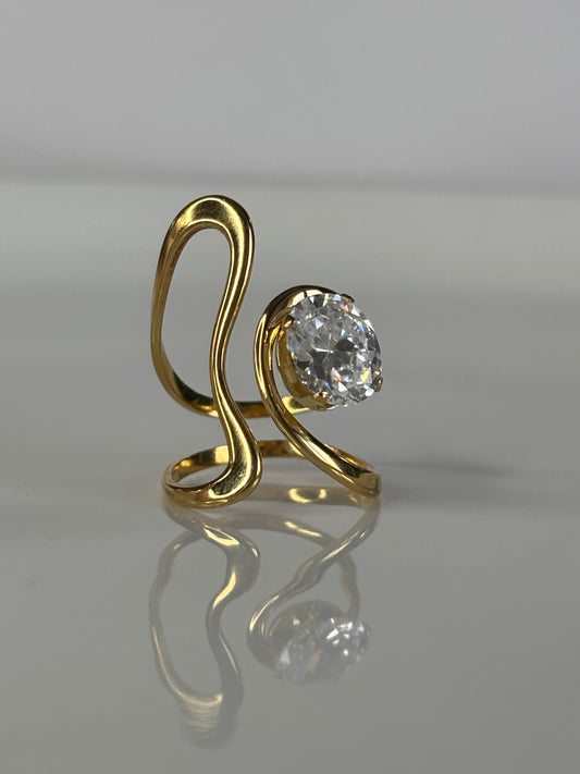 Zaina l bague ajustable dorée et zircon blanc