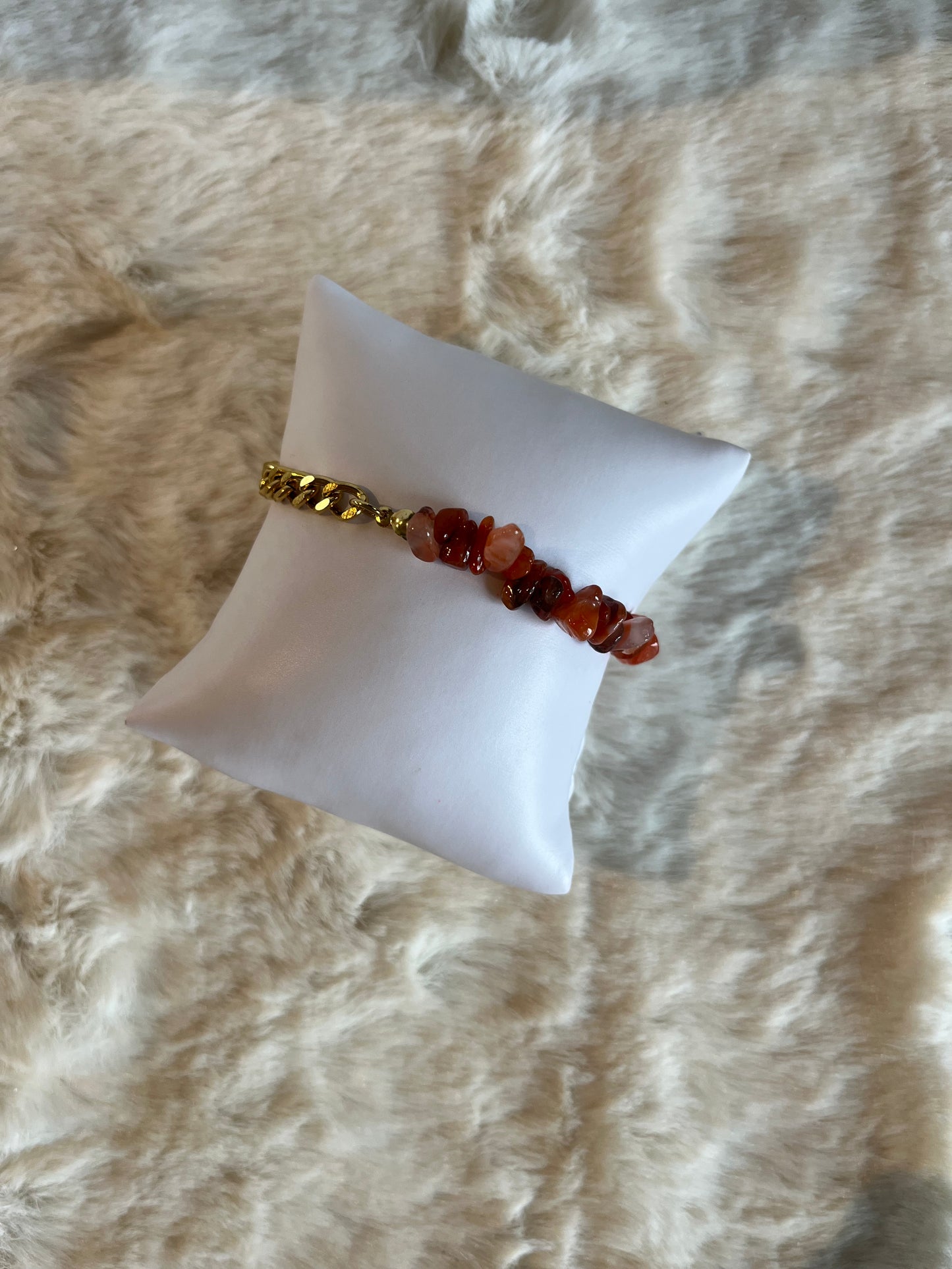 Blima l Bracelet doré et Cornaline Orange