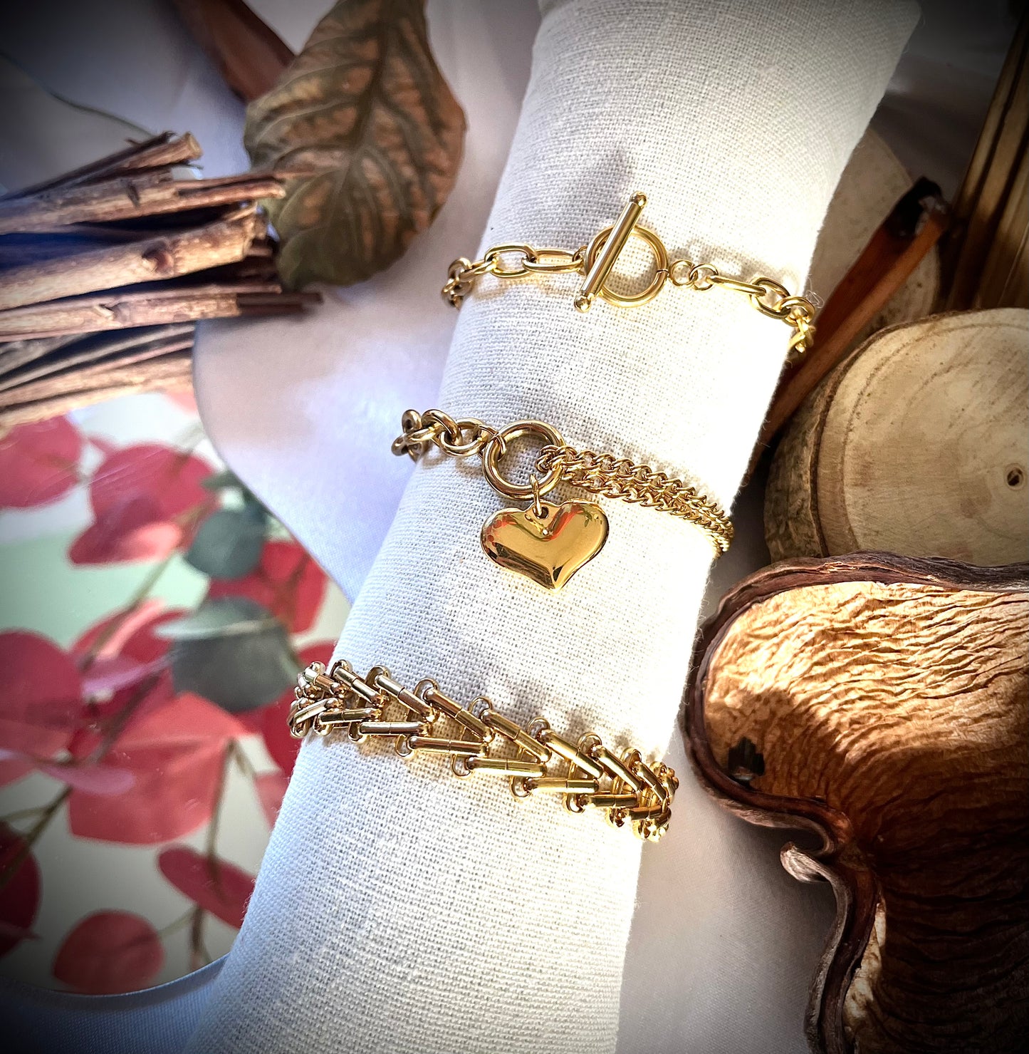 GRETA l Bracelet doré volume