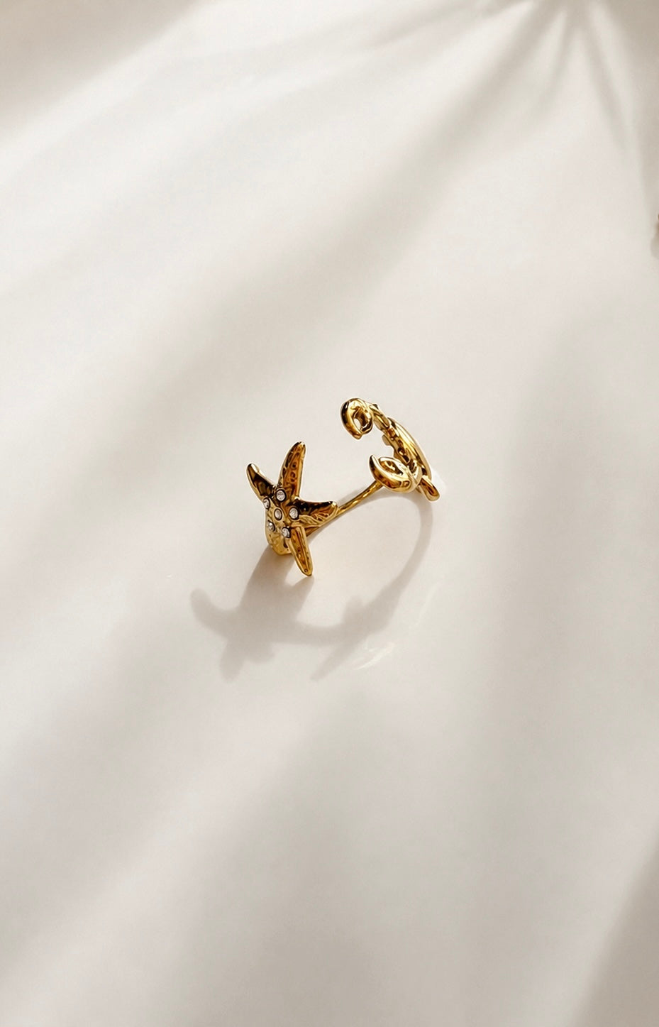 Maris l bague ajustable dorée crabe et étoile de mer 🦀🐚