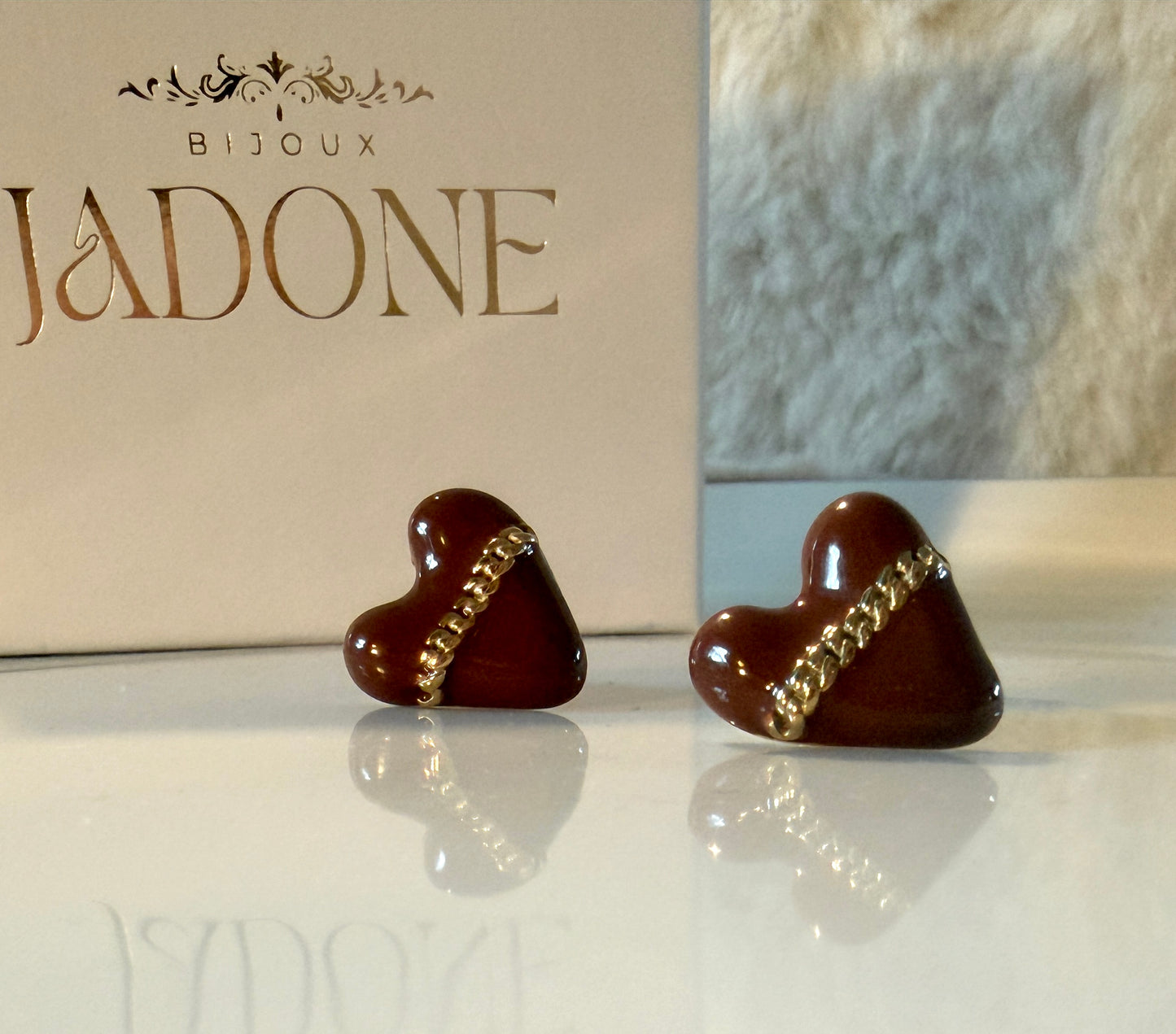 Cœur pralinés l Boucles d'oreilles cœur 💛 🤎