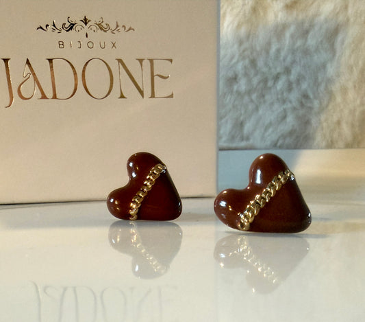 Cœur pralinés l Boucles d'oreilles cœur 💛 🤎
