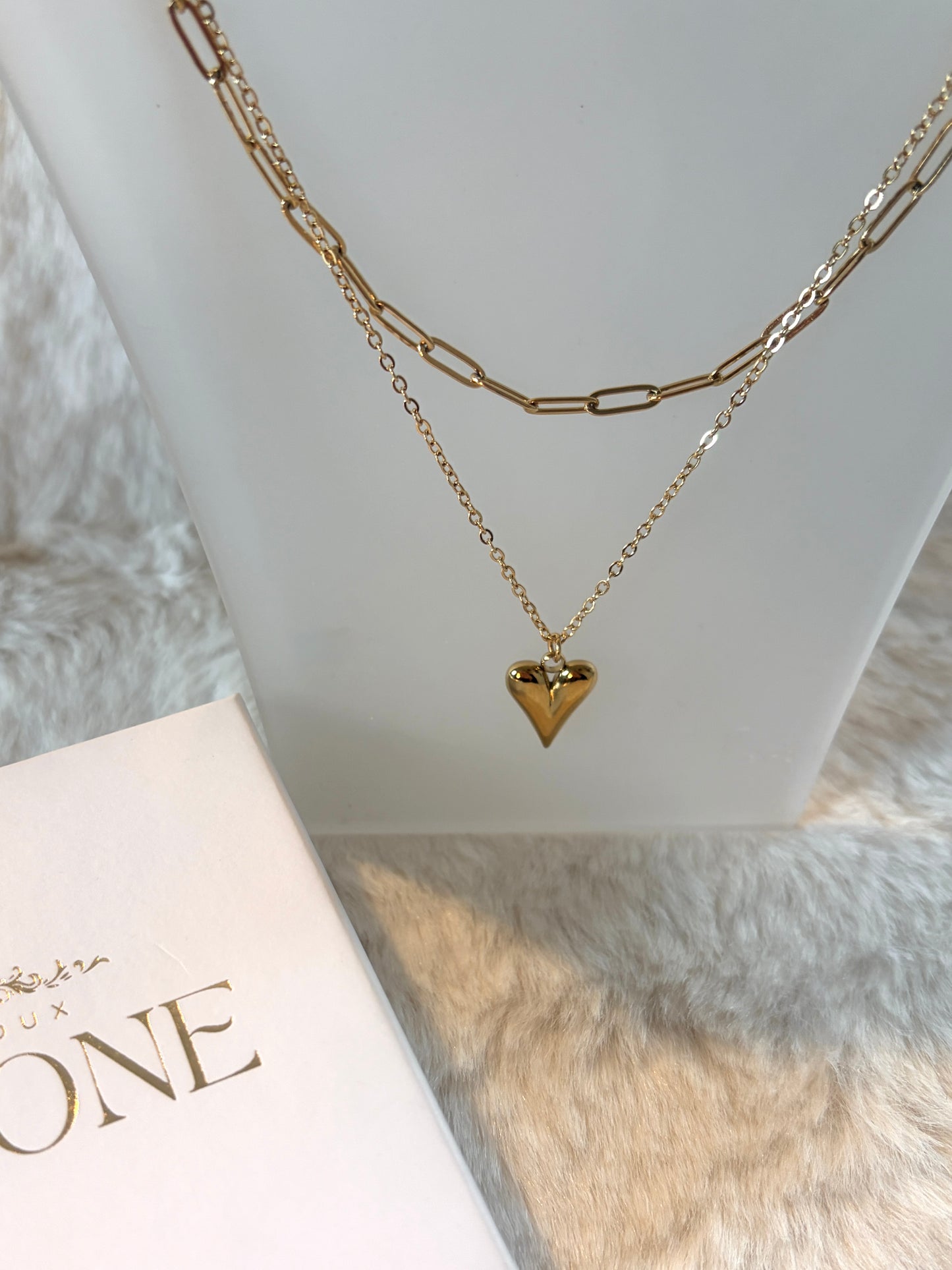 Corazon l collier double chaîne doré cœur