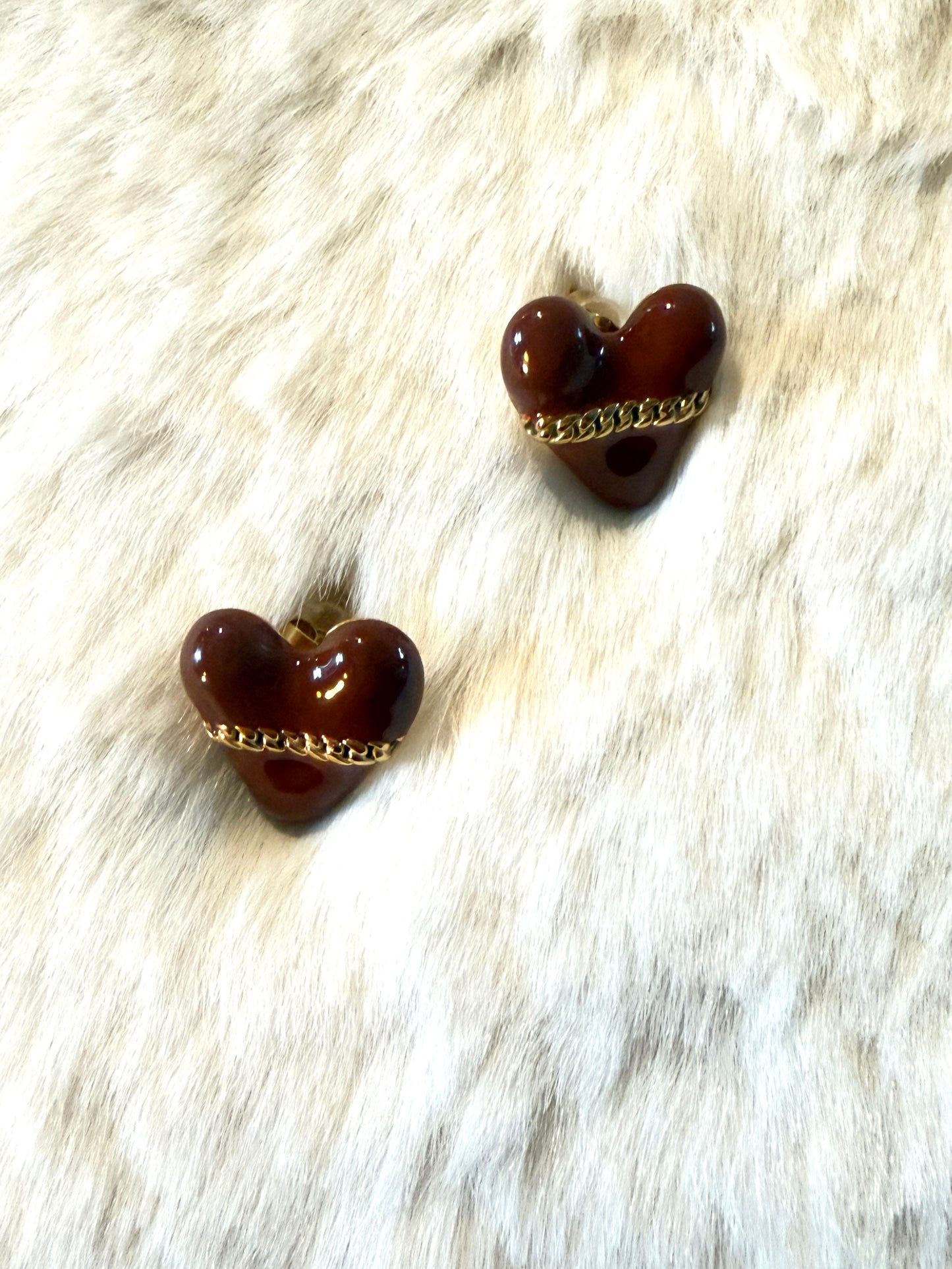 Cœur pralinés l Boucles d'oreilles cœur 💛 🤎