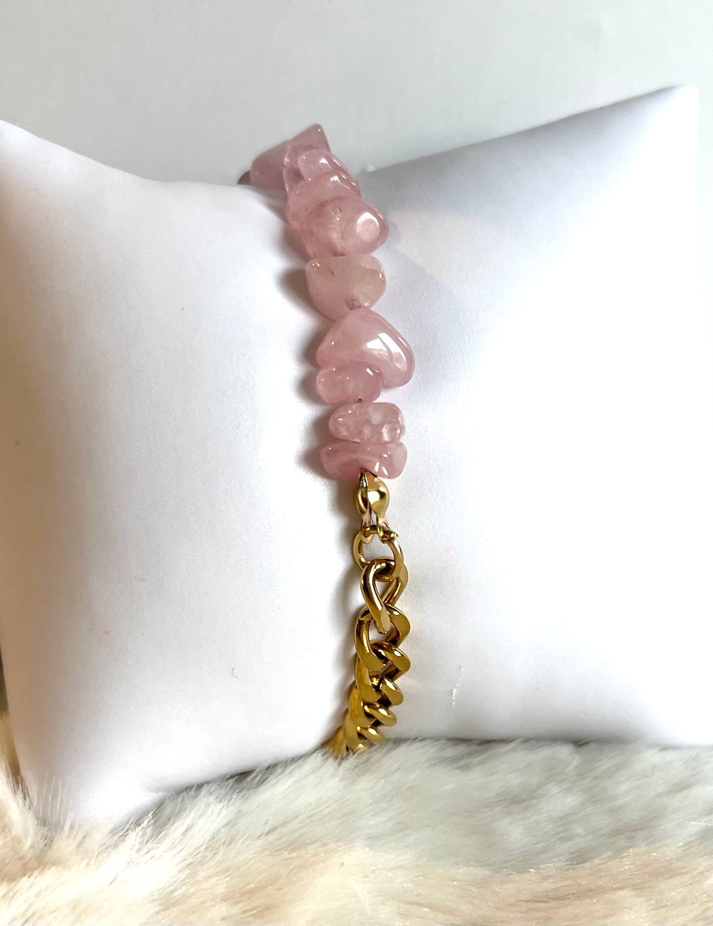 Blima l Bracelet doré et quartz Rose