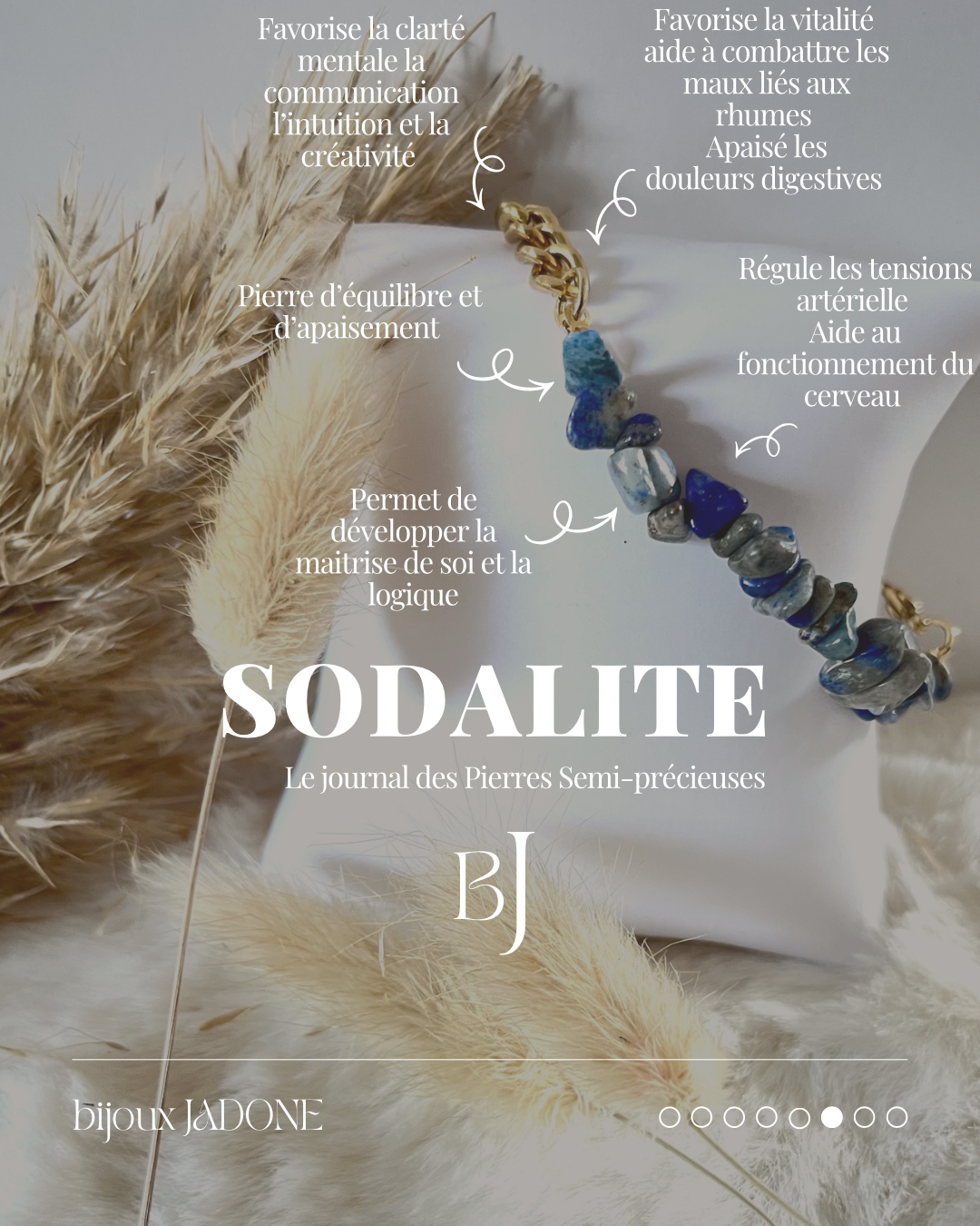 Blima l bracelet doré et Sodalite bleu