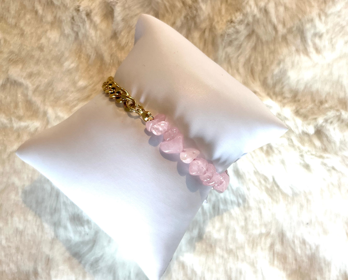 Blima l Bracelet doré et quartz Rose