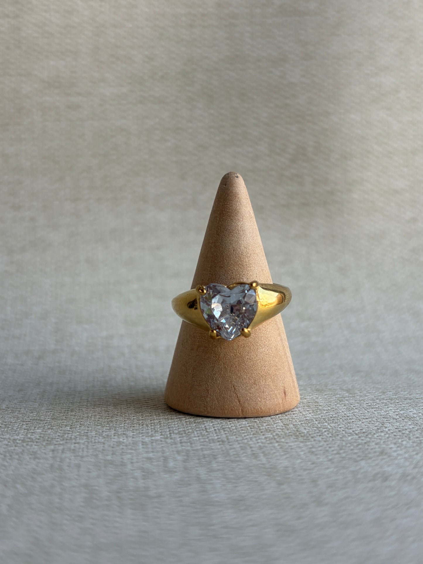 PALi l Bague dorée et zircon cœur blanc