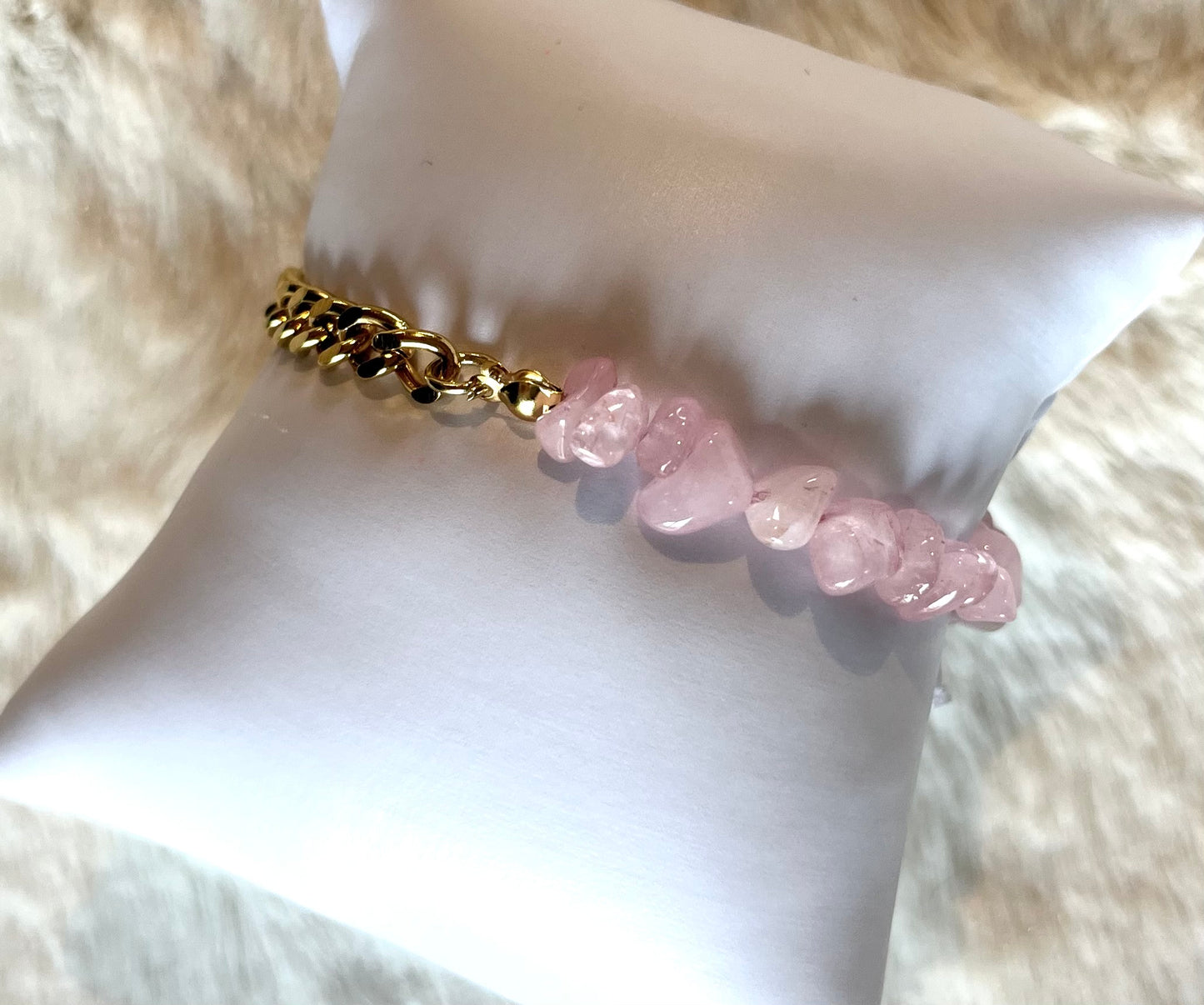 Blima l Bracelet doré et quartz Rose