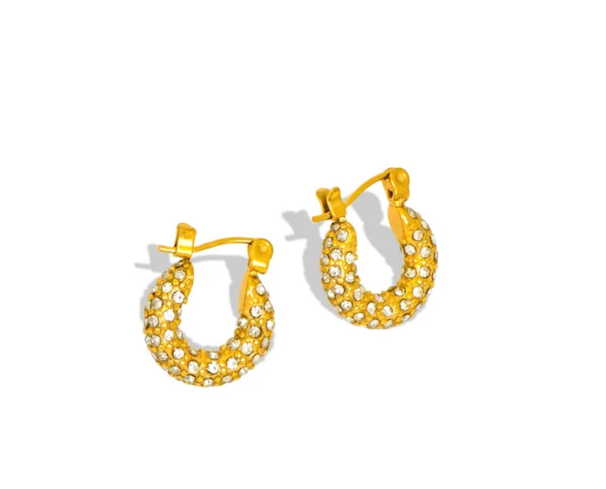 Poli l Mira l Bola ; combo boucles d'oreilles dorées et zircon blanc