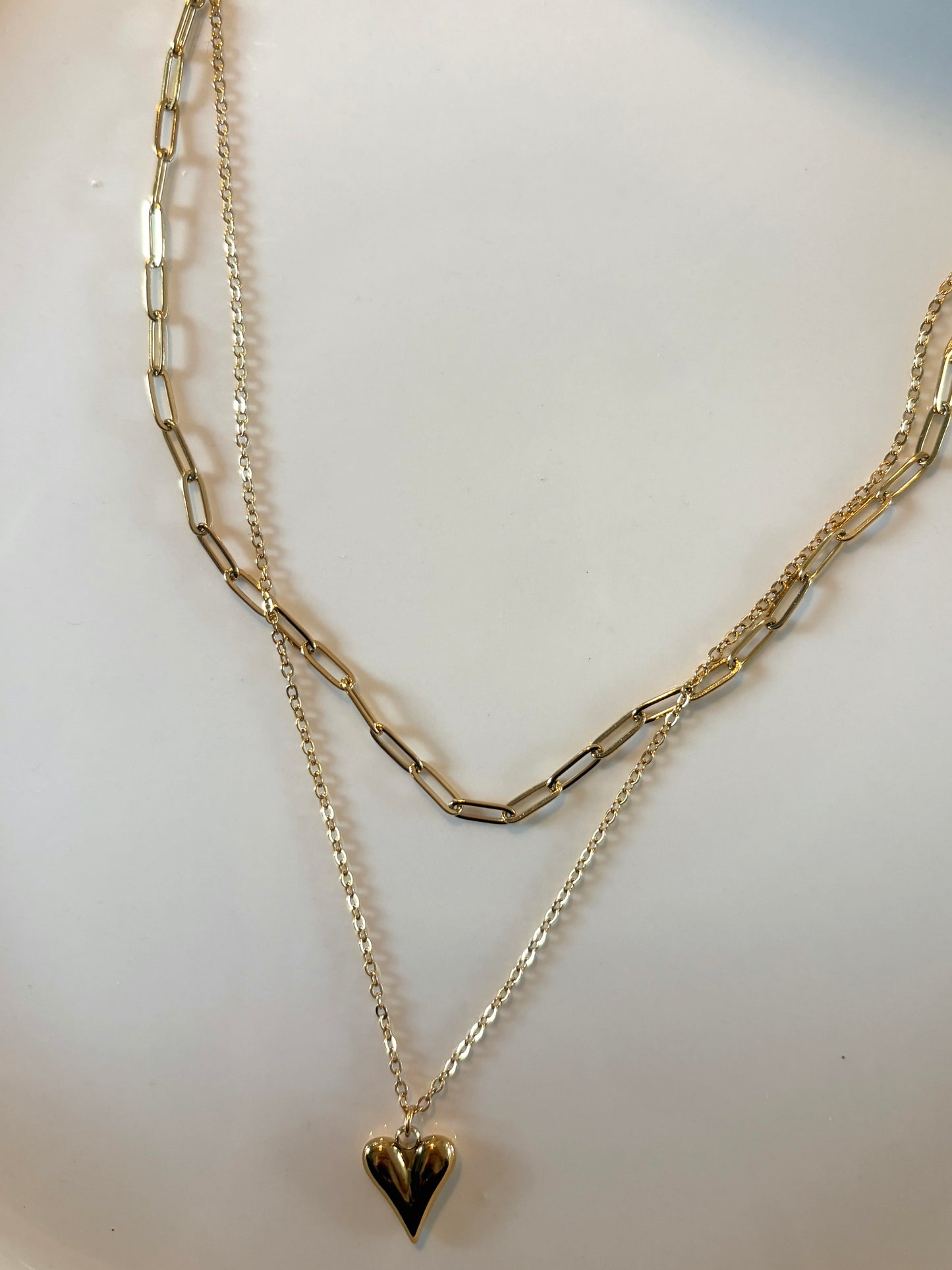 Corazon l collier double chaîne doré cœur