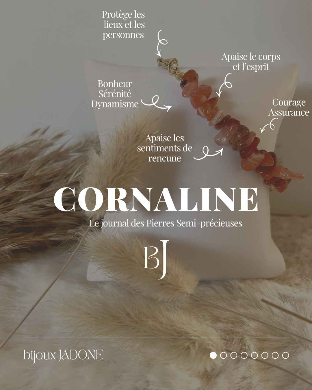 Blima l Bracelet doré et Cornaline Orange