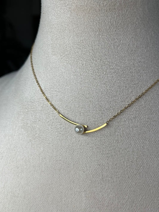 Tiziana l collier doré perle blanche