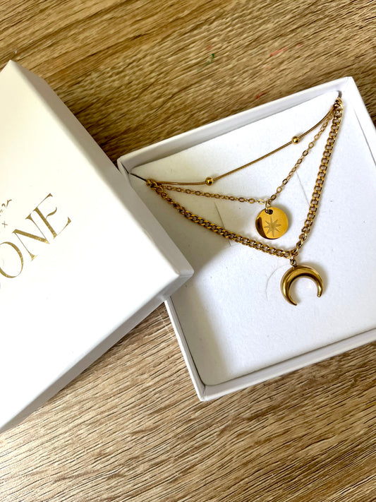 Loana l Collier multi rang doré