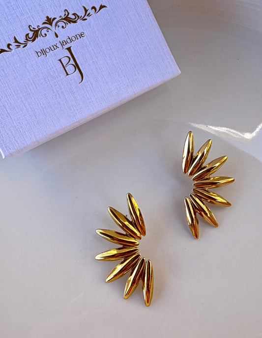 SAMBA l Boucles d'oreilles soleil doré en acier inoxydable
