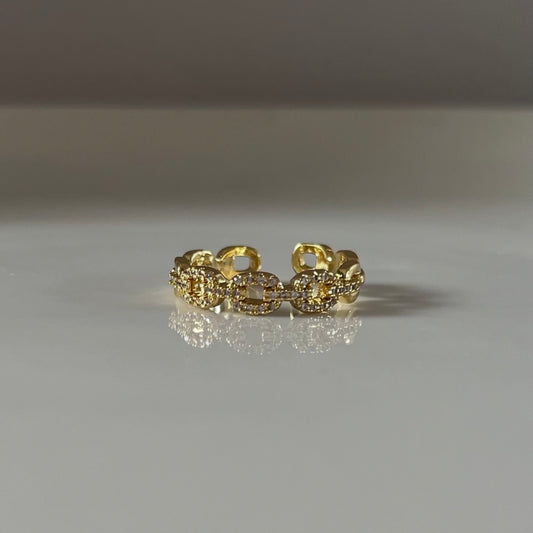Enamoré l bague ajustable dorée et zircon blanc