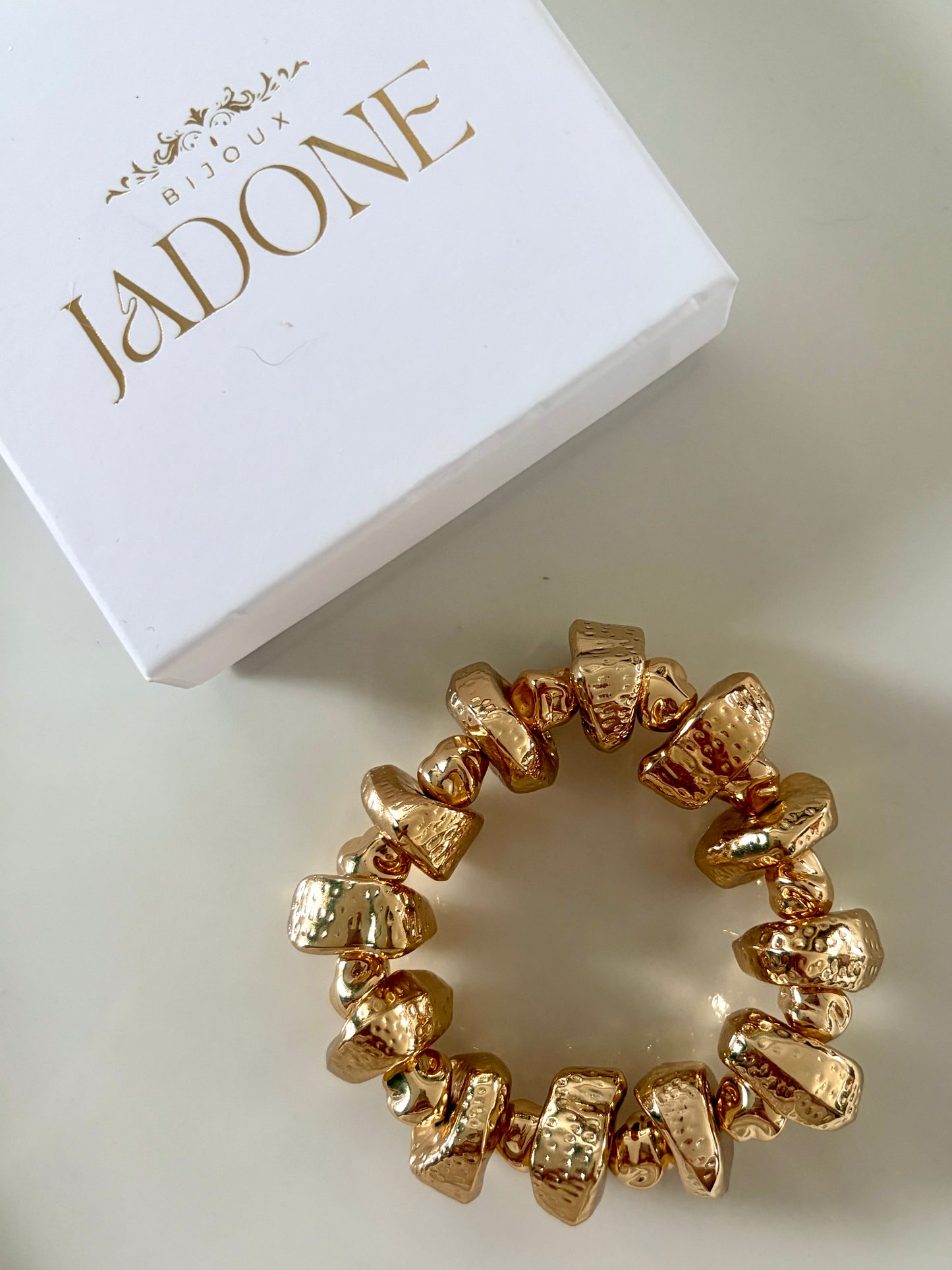 Star l bracelet extensible Bordeaux, doré et beige