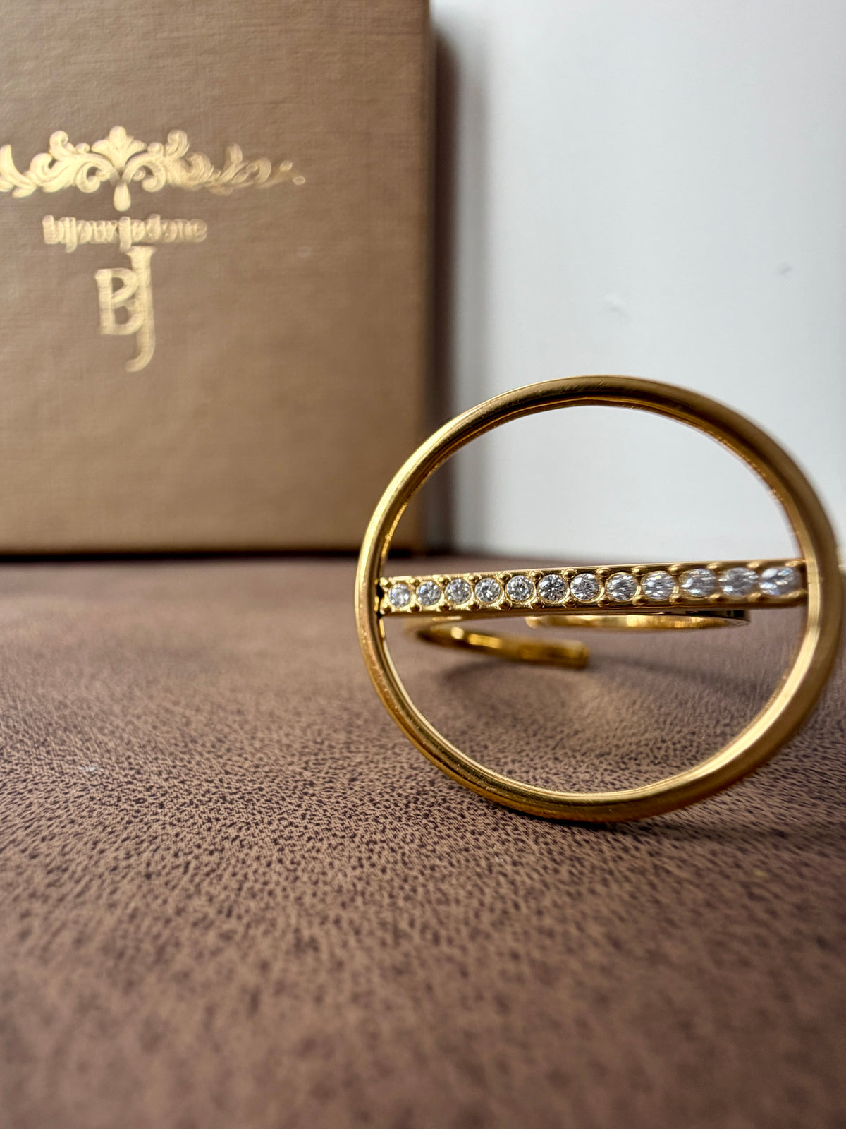 Samina - bague ajustable dorée et zircon ligne