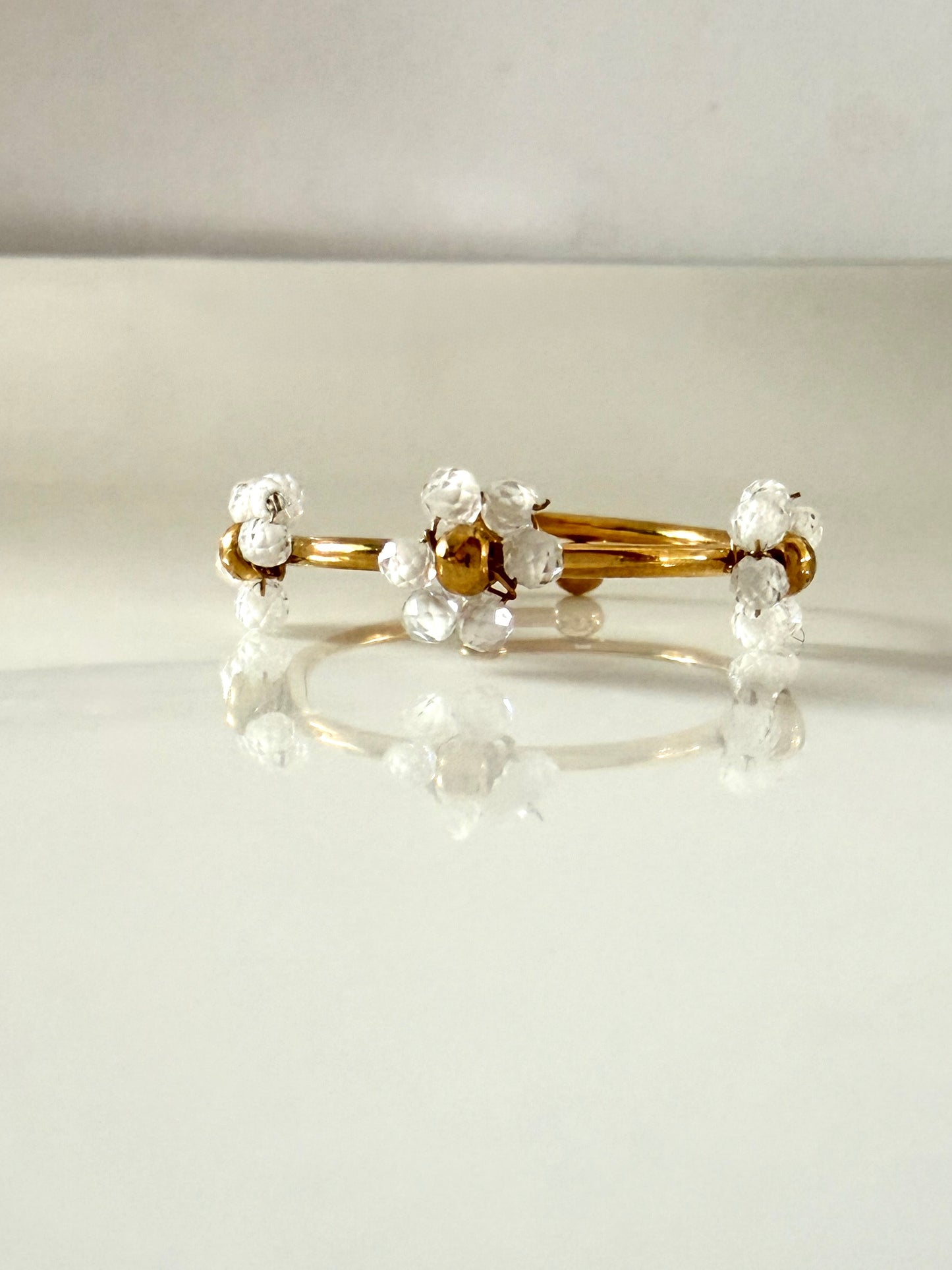 Emas l bague fleur dorée ajustable