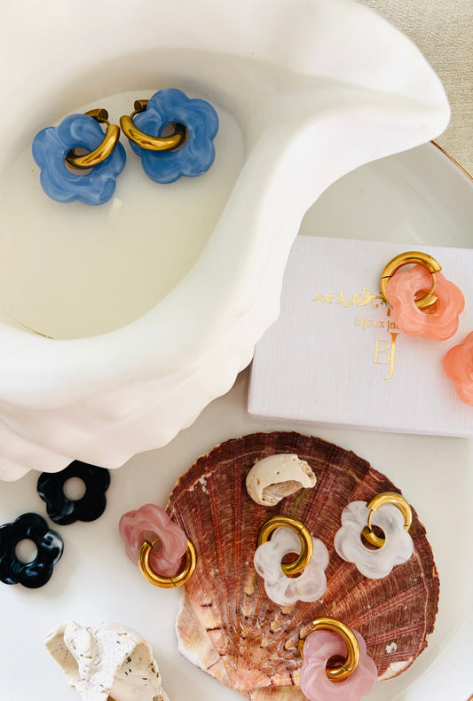 VILADY l Boucles d'oreilles créoles à fleur colorés