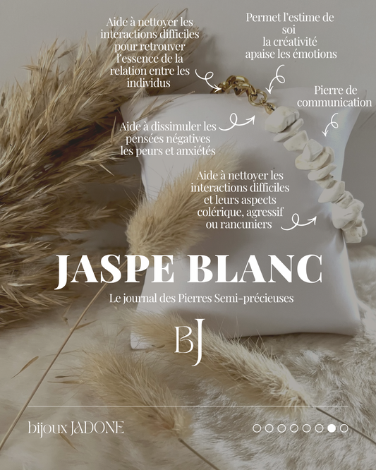 Blima l bracelet doré et Jaspe Blanc